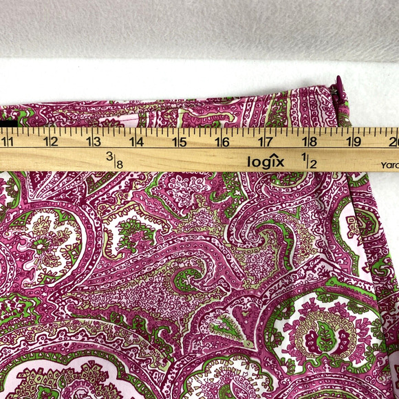 Talbots Pants Womens Size Medium Pink Green Paisley Capri Slacks Side Zip - Picture 7 of 12